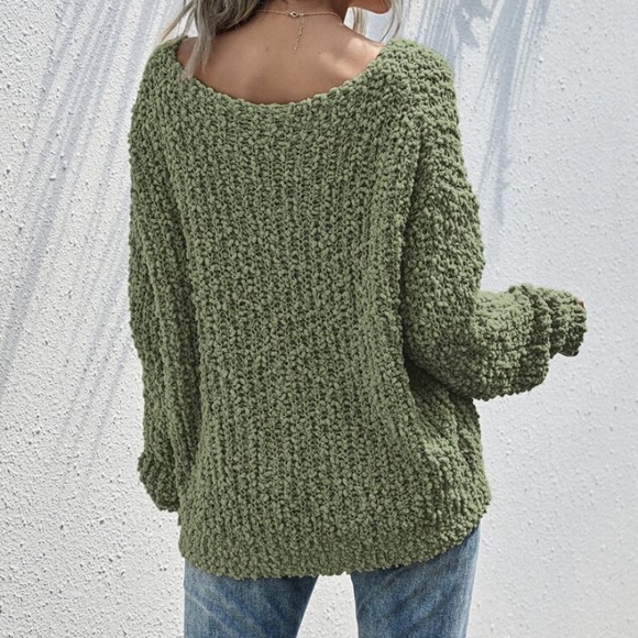 SOLD OUT CLEARANCE Green Popcorn Batwing Soft Oversized Sweater - Picture 4 of 4